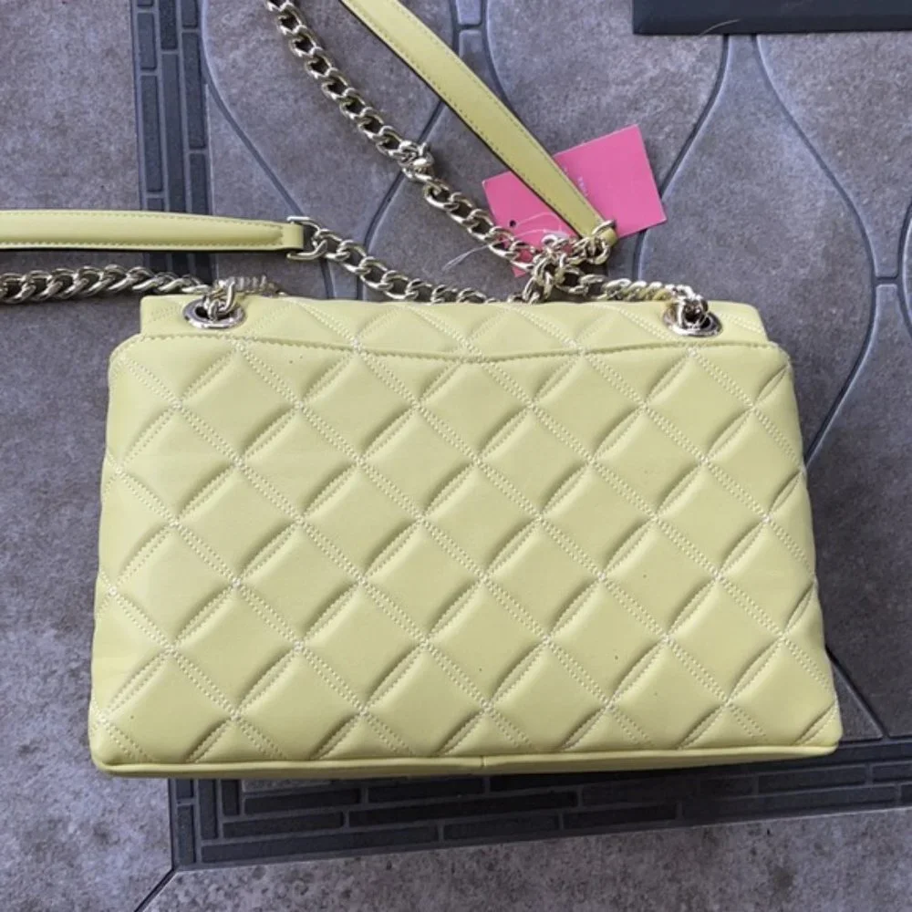 Kate Spade Natalia Smooth Leather Medium Flap Shoulder Bag Frosty Lime